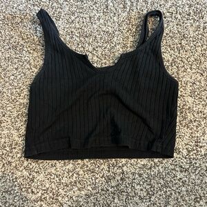 Black Ribbed Crop Top